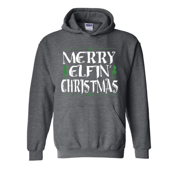 MmF - Mens Plus Sweatshirts and Hoodies - Merry Christmas ELF in Green