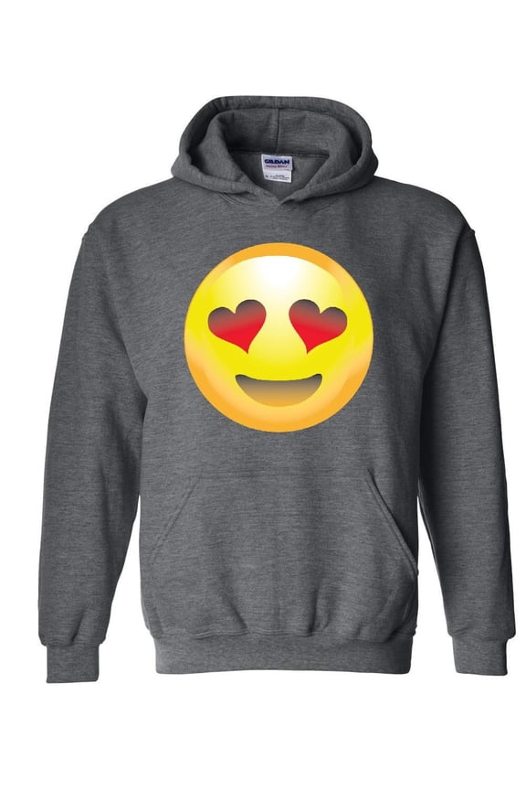 MmF - Mens Plus Sweatshirts and Hoodies, up to Size 5XL - Emoji Heart-Shaped Eyes