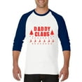 thumbnail image 1 of MmF - Mens Raglan Sleeve Baseball T-Shirts - Christmas Daddy Claus in Red, 1 of 5