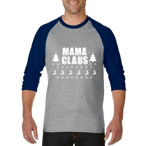 MmF - Mens Raglan Sleeve Baseball T-Shirts - Christmas Mama Claus