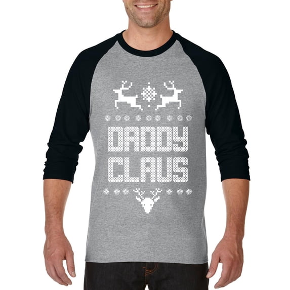 MmF - Mens Raglan Sleeve Baseball T-Shirts - Christmas Santa Claus Daddy