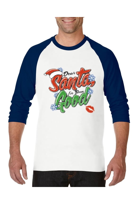 Mens Raglan Sleeve Baseball T-Shirts - Christmas Dear Santa