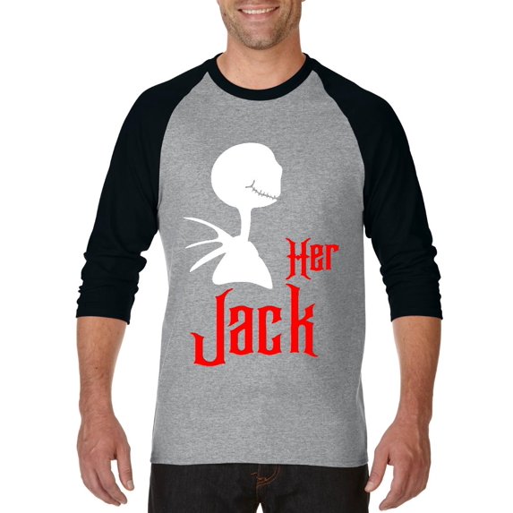 MmF - Mens Raglan Sleeve Baseball T-Shirts - Halloween His Sally Matching Halloween Couple