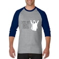 thumbnail image 1 of MmF - Mens Raglan Sleeve Baseball T-Shirts - Halloween Let`s Get Sheet Faced Ghost, 1 of 5