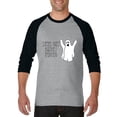 thumbnail image 1 of MmF - Mens Raglan Sleeve Baseball T-Shirts - Halloween Let`s Get Sheet Faced Ghost, 1 of 5