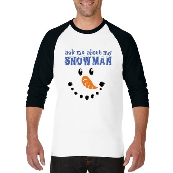 MmF - Mens Raglan Sleeve Baseball T-Shirts - MY XMAS SNOWMAN FLIP UP