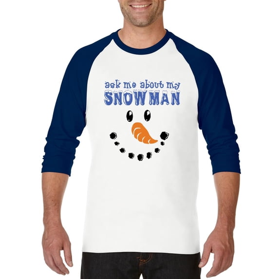 MmF - Mens Raglan Sleeve Baseball T-Shirts - MY XMAS SNOWMAN FLIP UP