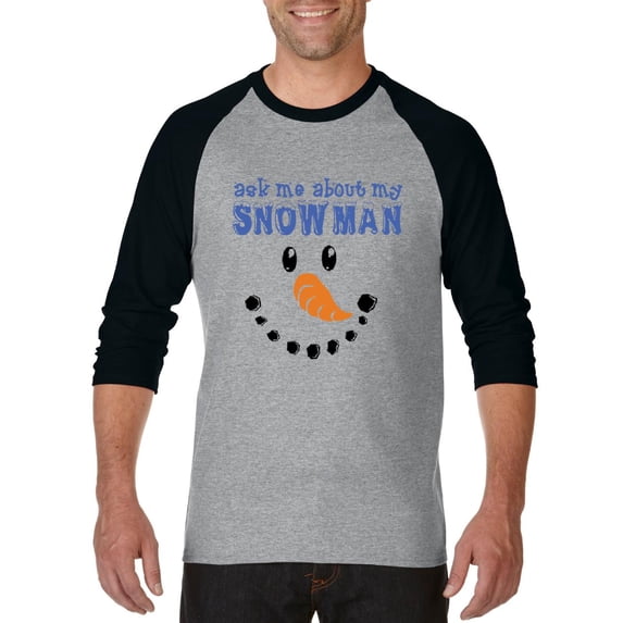 MmF - Mens Raglan Sleeve Baseball T-Shirts - MY XMAS SNOWMAN FLIP UP