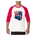 thumbnail image 1 of MmF - Mens Raglan Sleeve Baseball T-Shirts, up to Size 3XL - American Flag 4th of July, 1 of 4