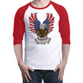 thumbnail image 1 of MmF - Mens Raglan Sleeve Baseball T-Shirts, up to Size 3XL - American Flag 4th of July, 1 of 4