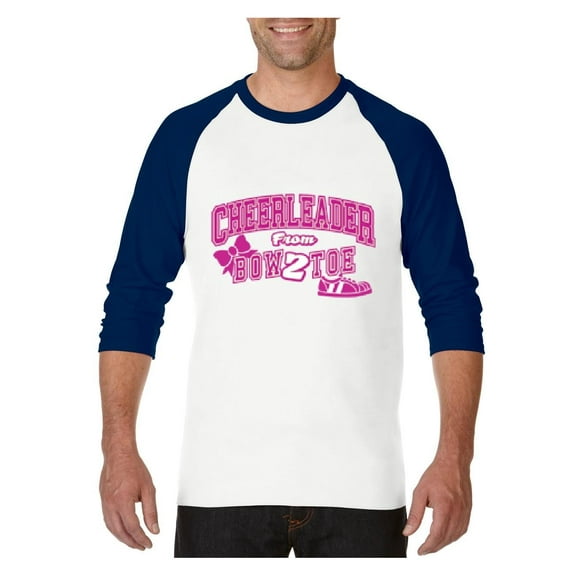 MmF - Mens Raglan Sleeve Baseball T-Shirts, up to Size 3XL - Cheerleader Bow 2 Toe