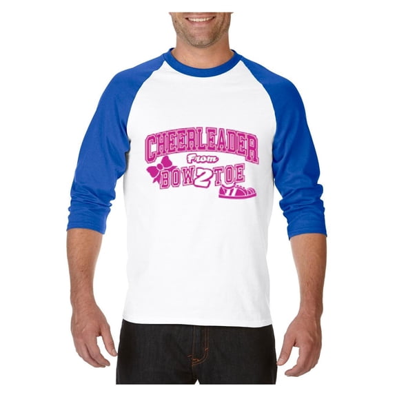 MmF - Mens Raglan Sleeve Baseball T-Shirts, up to Size 3XL - Cheerleader Bow 2 Toe