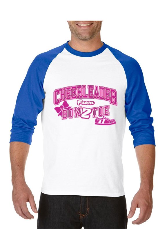 MmF - Mens Raglan Sleeve Baseball T-Shirts, up to Size 3XL - Cheerleader Bow 2 Toe