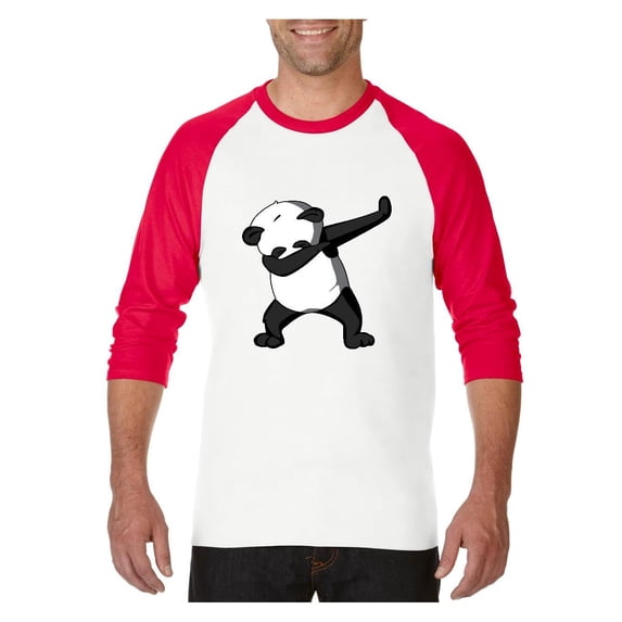 MmF - Mens Raglan Sleeve Baseball T-Shirts, up to Size 3XL - Dancing Panda