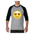 thumbnail image 1 of MmF - Mens Raglan Sleeve Baseball T-Shirts, up to Size 3XL - Emoji Heart-Shaped Eyes, 1 of 4