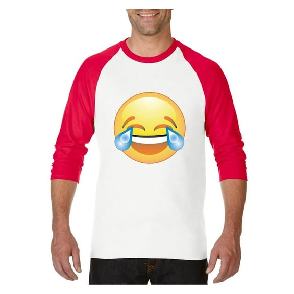 MmF - Mens Raglan Sleeve Baseball T-Shirts, up to Size 3XL - Emoji Laughing Tears