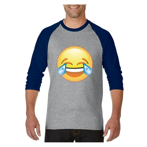 MmF - Mens Raglan Sleeve Baseball T-Shirts, up to Size 3XL - Emoji Laughing Tears