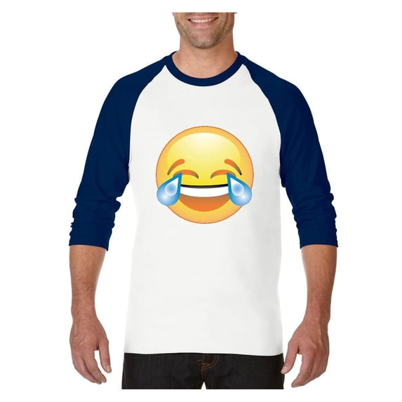MmF - Mens Raglan Sleeve Baseball T-Shirts, up to Size 3XL - Emoji Laughing Tears