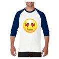 thumbnail image 1 of Mens Raglan Sleeve Baseball T-Shirts - Emoji Smiling Face, 1 of 5
