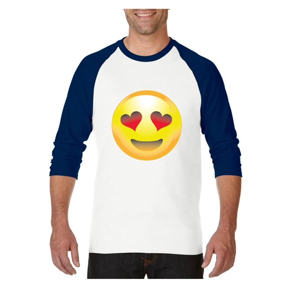 Mens Raglan Sleeve Baseball T-Shirts - Emoji Smiling Face