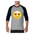 thumbnail image 1 of Mens Raglan Sleeve Baseball T-Shirts - Emoji Smiling Face, 1 of 5