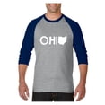 thumbnail image 1 of MmF - Mens Raglan Sleeve Baseball T-Shirts, up to Size 3XL - Ohio Map, 1 of 4