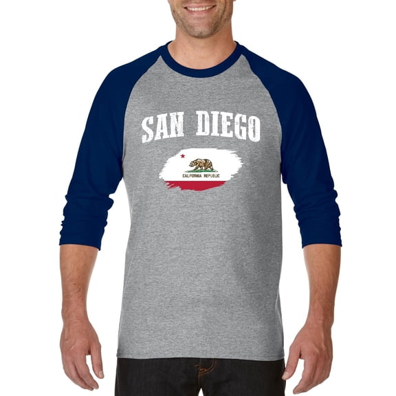 MmF - Mens Raglan Sleeve Baseball T-Shirts, up to Size 3XL - San Diego