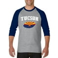 thumbnail image 1 of MmF - Mens Raglan Sleeve Baseball T-Shirts, up to Size 3XL - Tucson Arizona Flag, 1 of 4