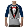 thumbnail image 1 of MmF - Mens Raglan Sleeve Baseball T-Shirts, up to Size 3XL - Tuxedo Prom Costume, 1 of 4