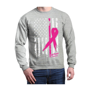 MmF - Mens Sweatshirts and Hoodies, up to Size 5XL - Cancer Ribbon American Flag