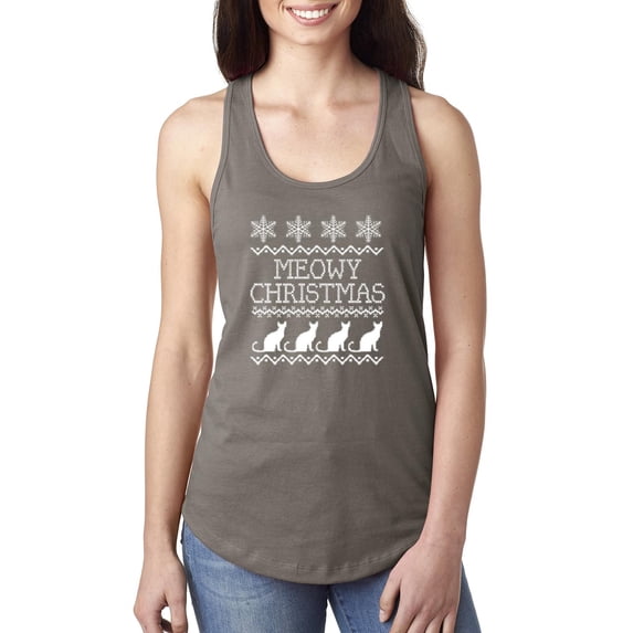 MmF - Women's Racerback Tank Top - Christmas Kitten Meowy