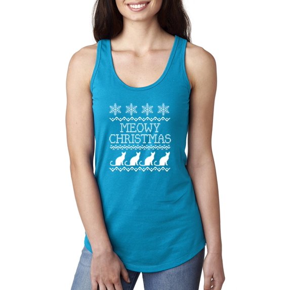 MmF - Women's Racerback Tank Top - Christmas Kitten Meowy