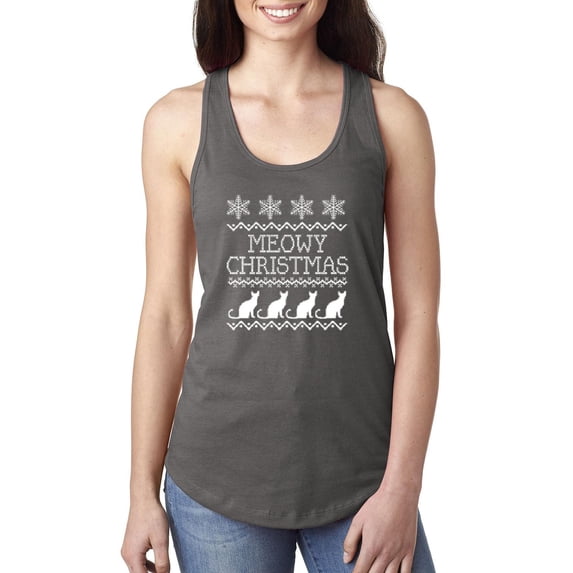 MmF - Women's Racerback Tank Top - Christmas Kitten Meowy