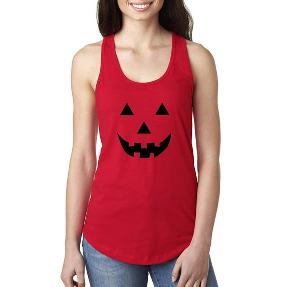 MmF - Women's Racerback Tank Top - Halloween Halloween Pumpkin Face in Black