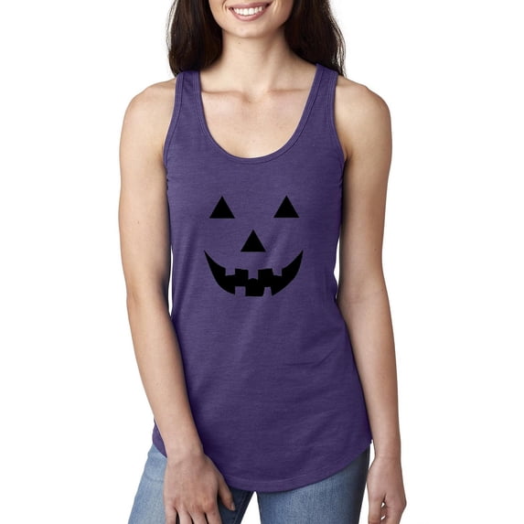 MmF - Women's Racerback Tank Top - Halloween Halloween Pumpkin Face in Black