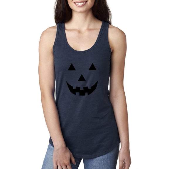 MmF - Women's Racerback Tank Top - Halloween Halloween Pumpkin Face in Black