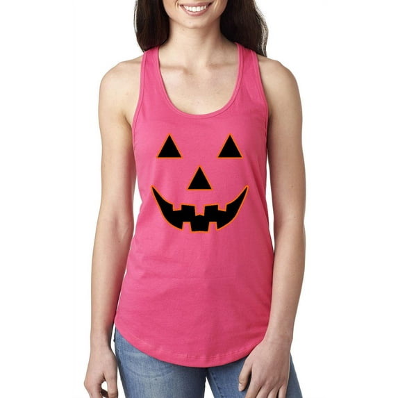 MmF - Women's Racerback Tank Top - Halloween Jack O' Lantern Pumpkin Face