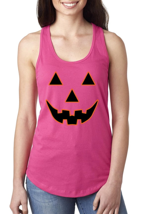 MmF - Women's Racerback Tank Top - Halloween Jack O' Lantern Pumpkin Face