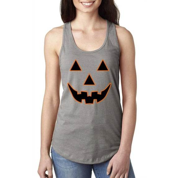 MmF - Women's Racerback Tank Top - Halloween Jack O' Lantern Pumpkin Face