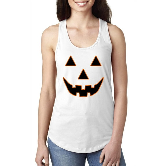MmF - Women's Racerback Tank Top - Halloween Jack O' Lantern Pumpkin Face