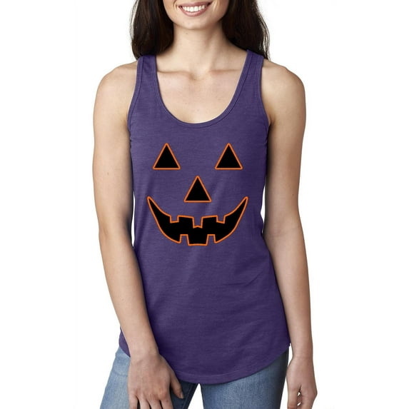 MmF - Women's Racerback Tank Top - Halloween Jack O' Lantern Pumpkin Face