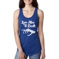 thumbnail image 1 of MmF - Women's Racerback Tank Top - Halloween Love Him To Death Matching Halloween Couple, 1 of 5