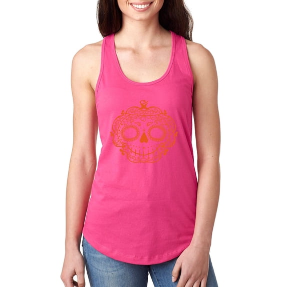 MmF - Women's Racerback Tank Top - Halloween Sugar Pumpkin