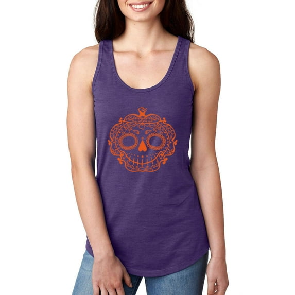 MmF - Women's Racerback Tank Top - Halloween Sugar Pumpkin