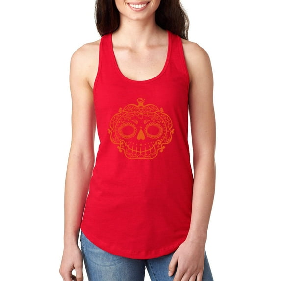 MmF - Women's Racerback Tank Top - Halloween Sugar Pumpkin
