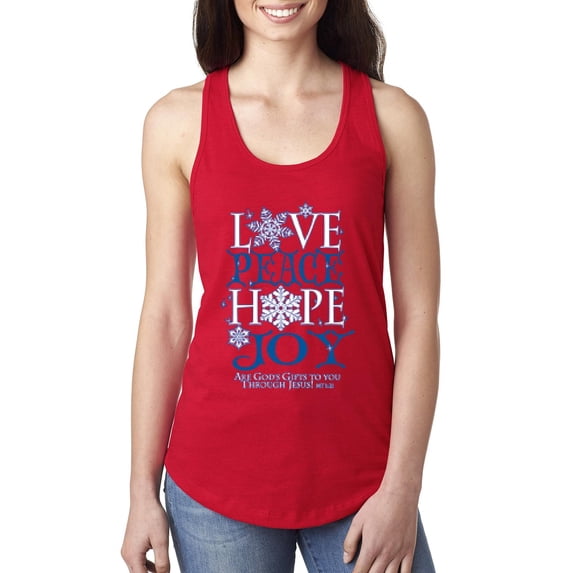 MmF - Women's Racerback Tank Top - PEACE HOPE LOVE JOY