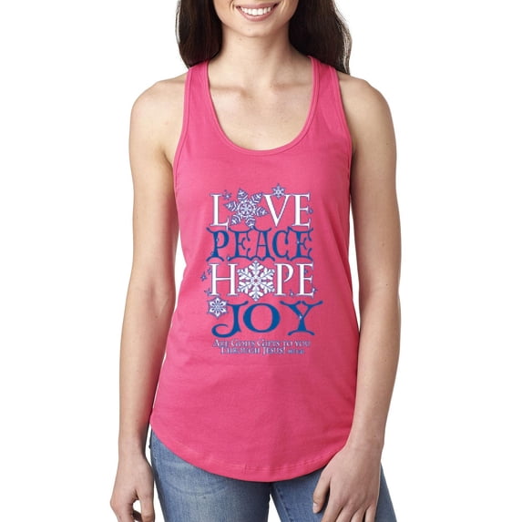 MmF - Women's Racerback Tank Top - PEACE HOPE LOVE JOY