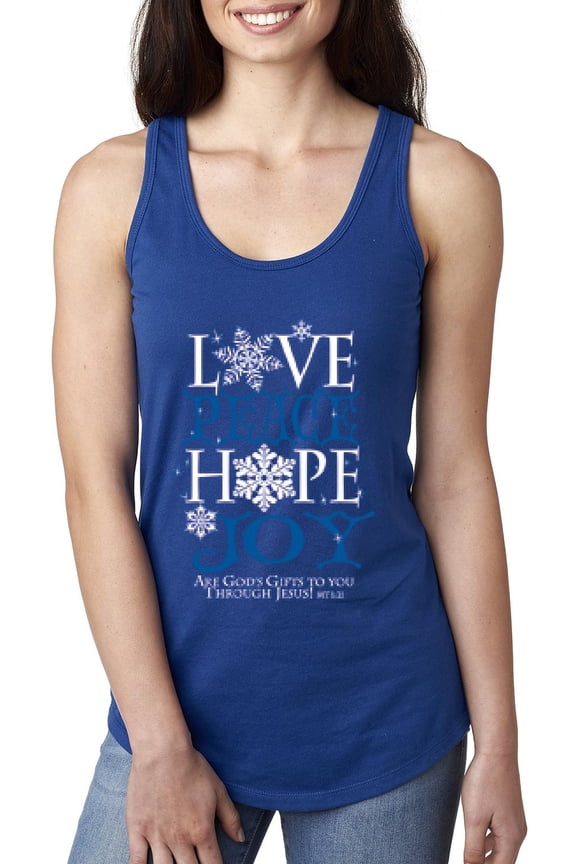 MmF - Women's Racerback Tank Top - PEACE HOPE LOVE JOY