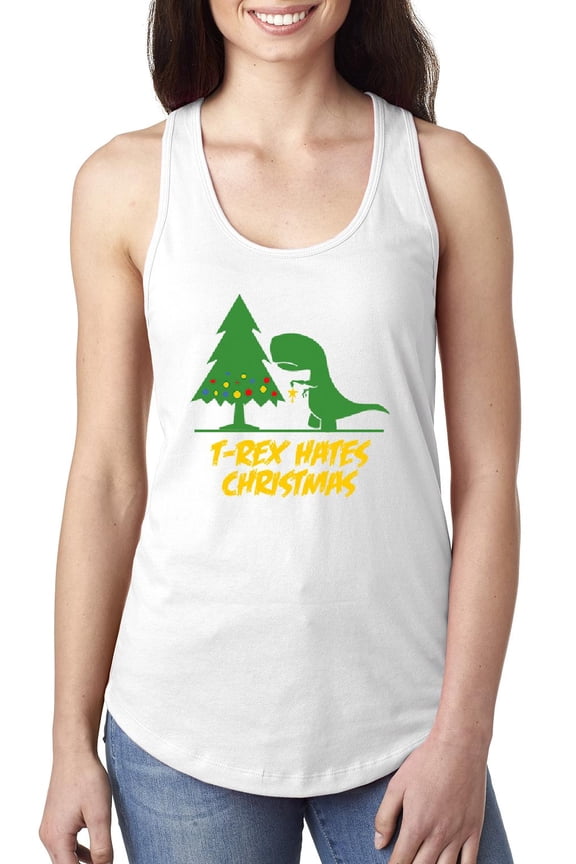 MmF - Women's Racerback Tank Top - XMAS DINOSAUR