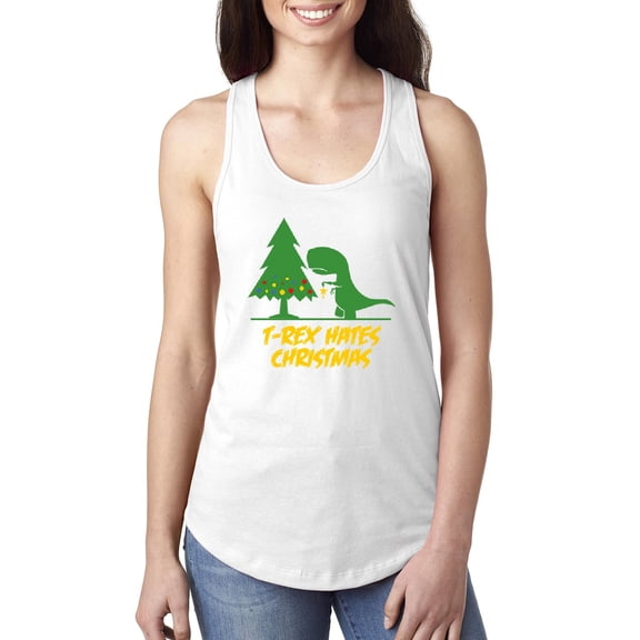 MmF - Women's Racerback Tank Top - XMAS DINOSAUR